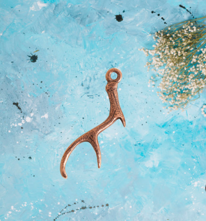 Antler Charm in Antique Gold, Antique Silver, Antique Copper or .999 Silver for creating Jewelry Necklace Bracelet Earrings Scissor Fob Keychain Scrapbooking Cards Journaling Bookmarks
