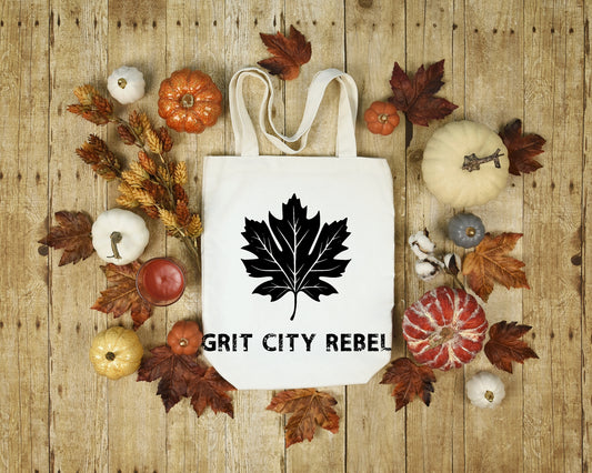 large leaf reusable cloth tote bag