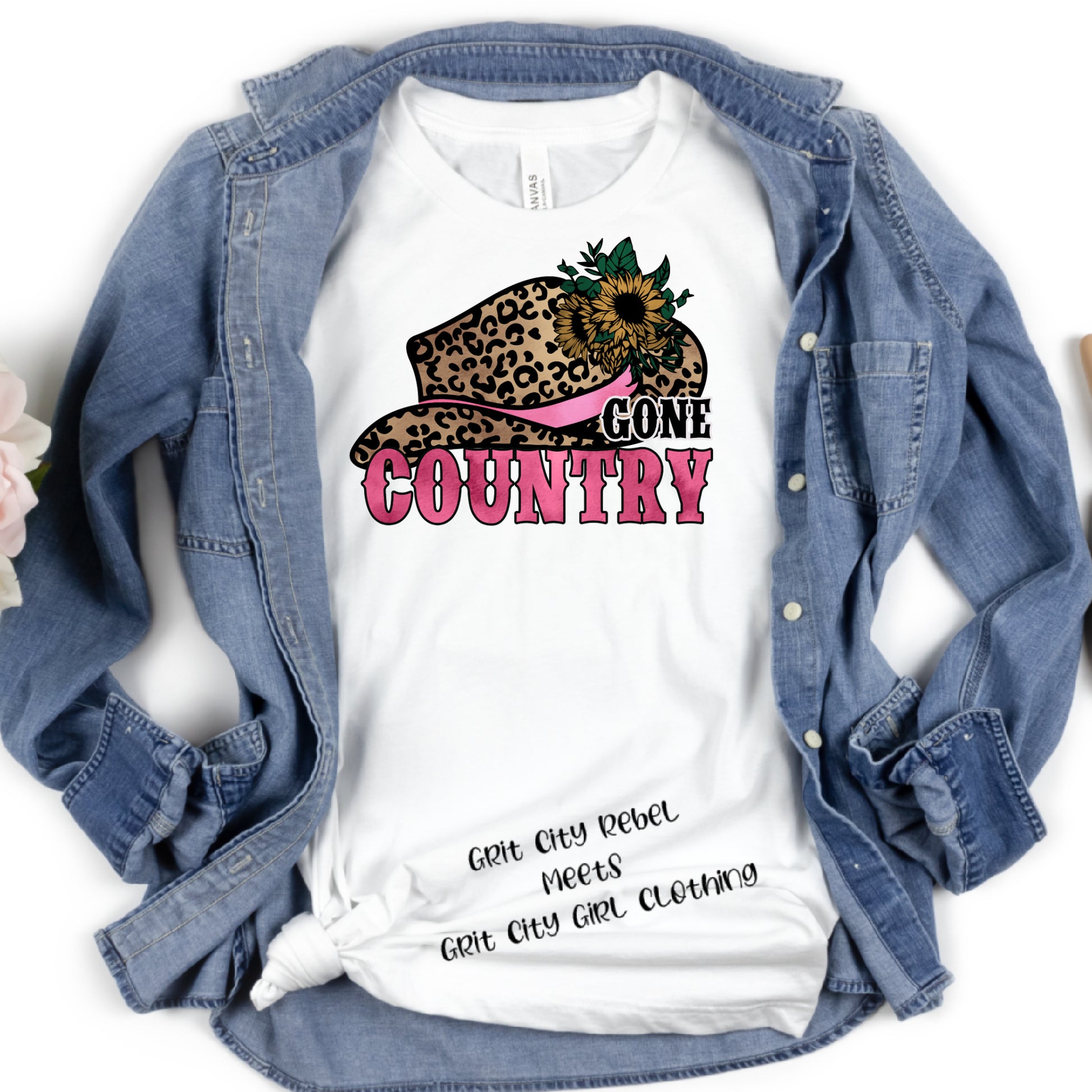 Gone Country with a Leopard hat Grit City Rebel