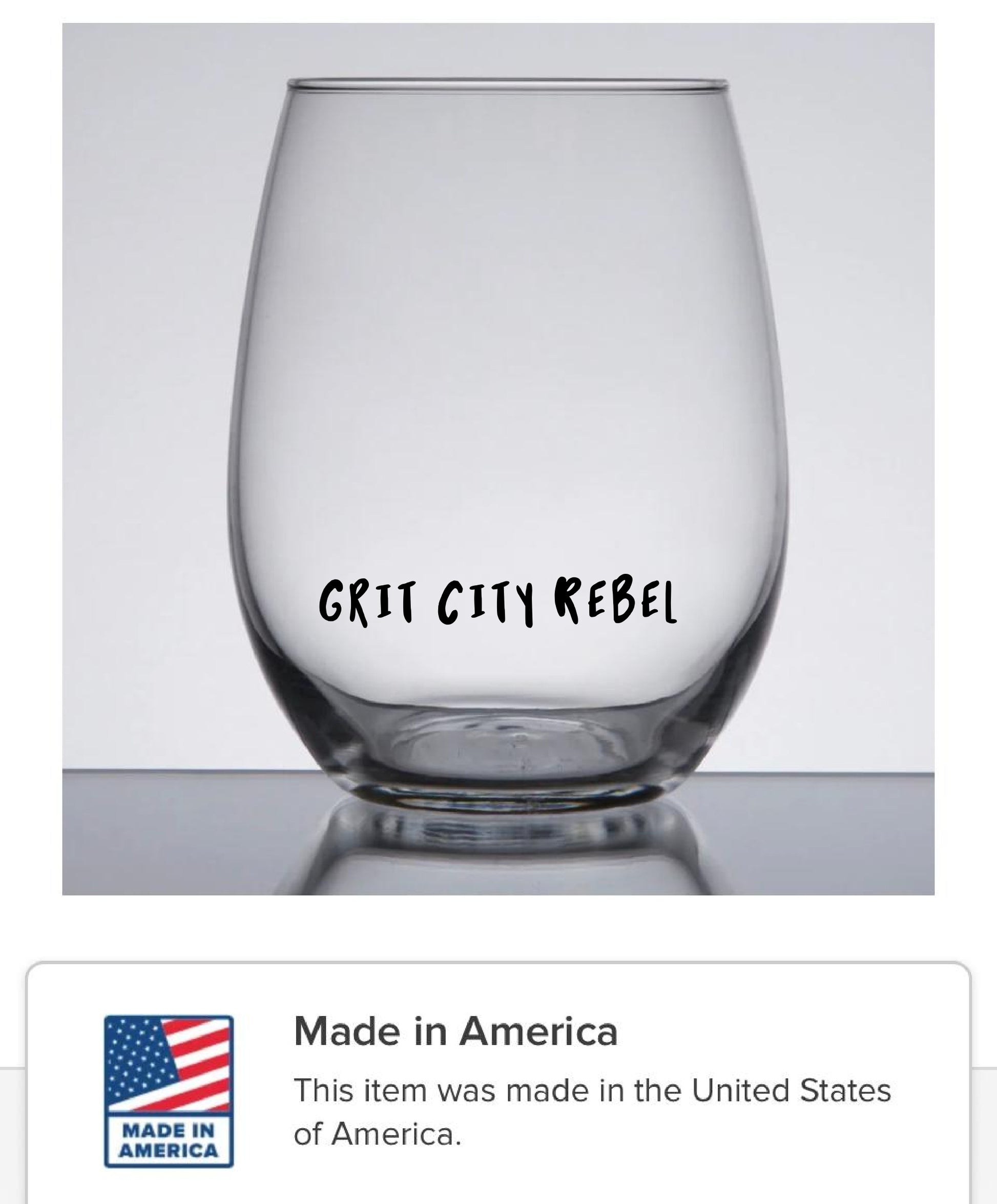 15oz wine glass sample made in America