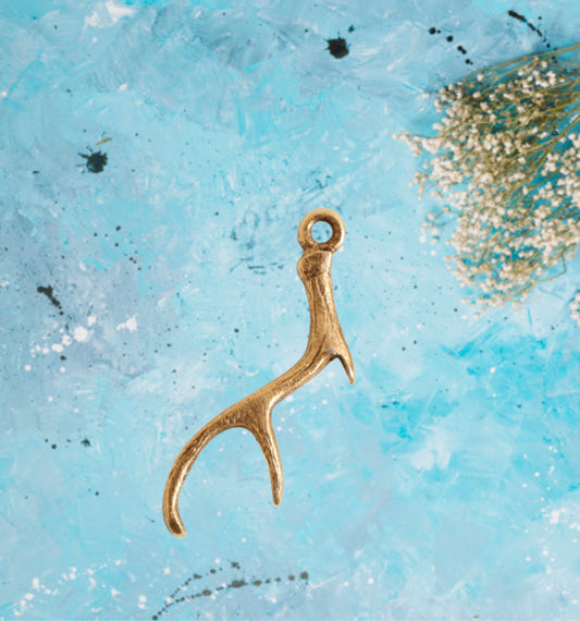 Antique Gold Antler Charm