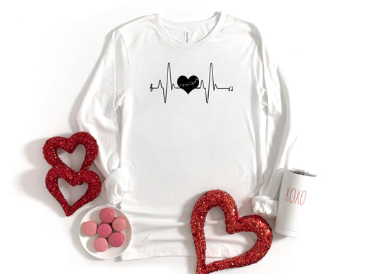 Grit City Rebel White TShirt with heartbeat across the front in black