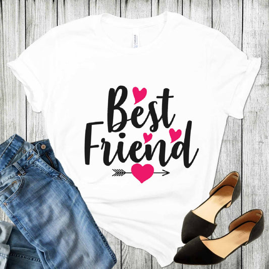 Grit City Rebel Valentine Best Friend with pink hearts and black writting unisex size small to 3X