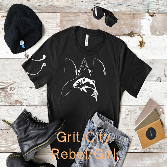 Dad fishing tshirt in Black with white writting. Unisex sizes Samll to 3X
