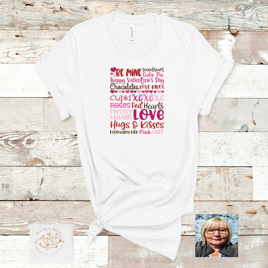Subway Valentine/Love words on a Short sleeve unisex T-Shirt