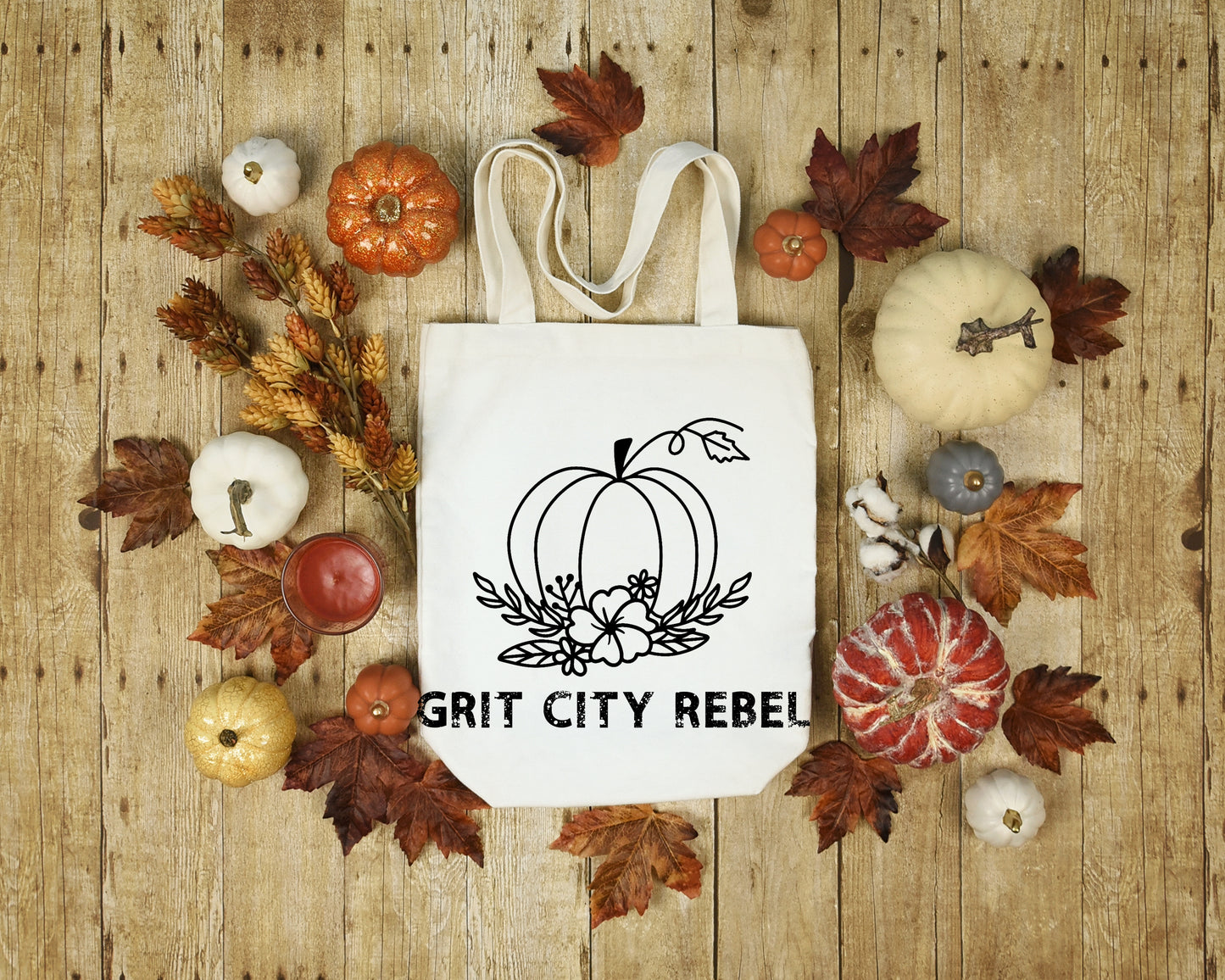 Pumpkin graphic reusable cloth tote bag