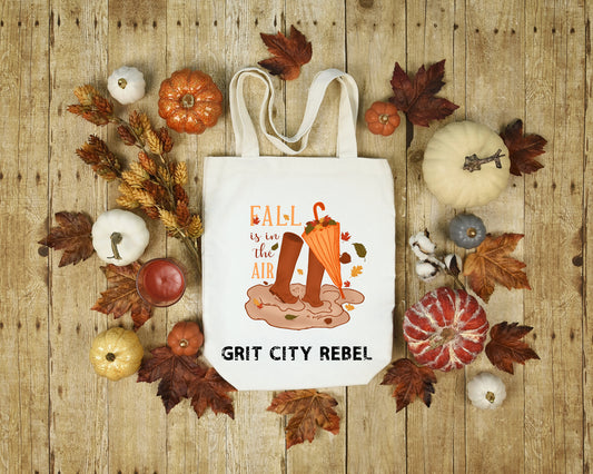 Fall is in the air reusable cloth tote bag