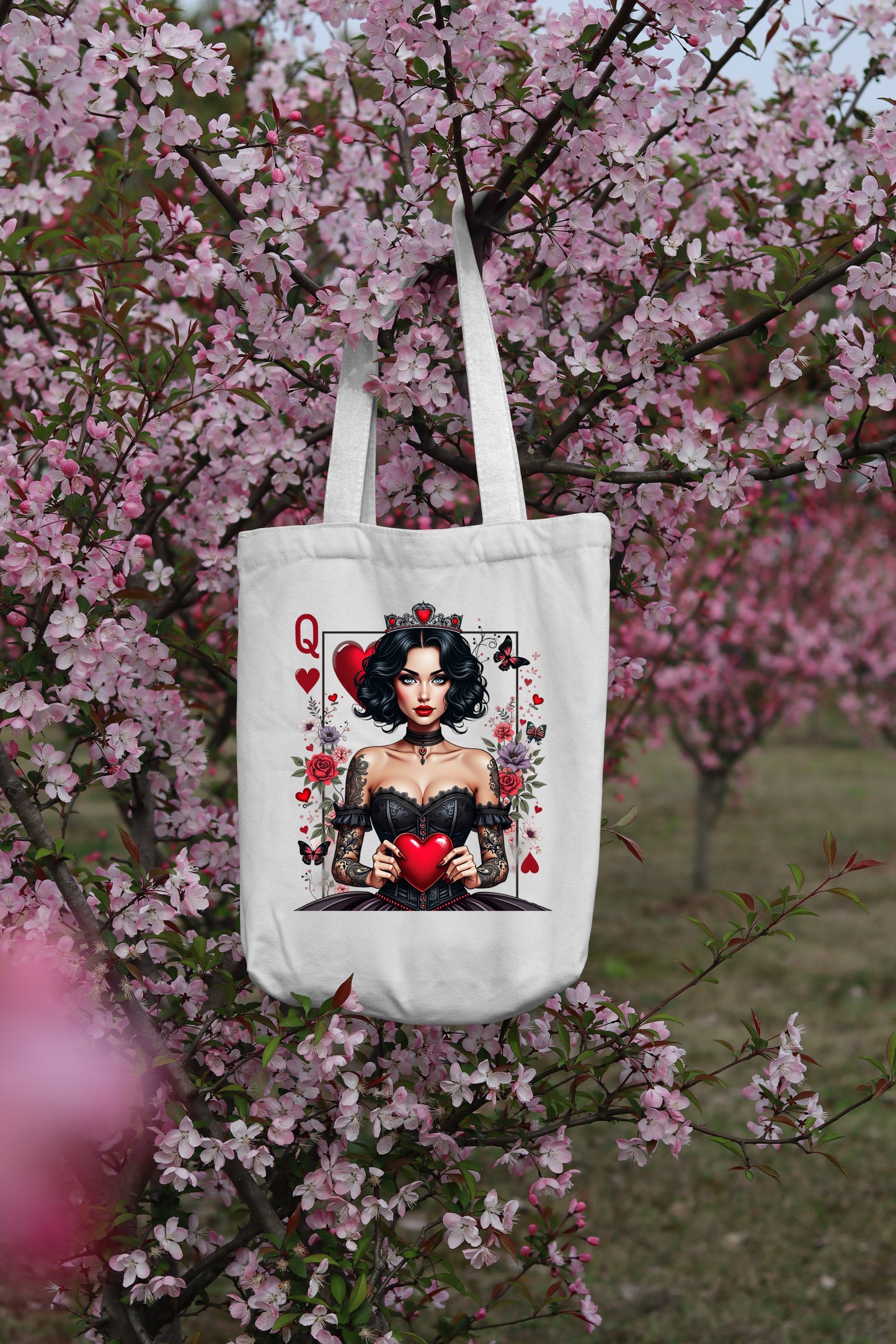 Queen of Hearts Reusable Cloth Tote Bag