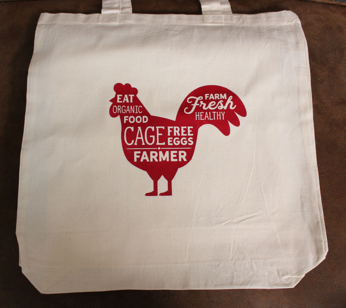 Rooster and words reusable cloth tote bag