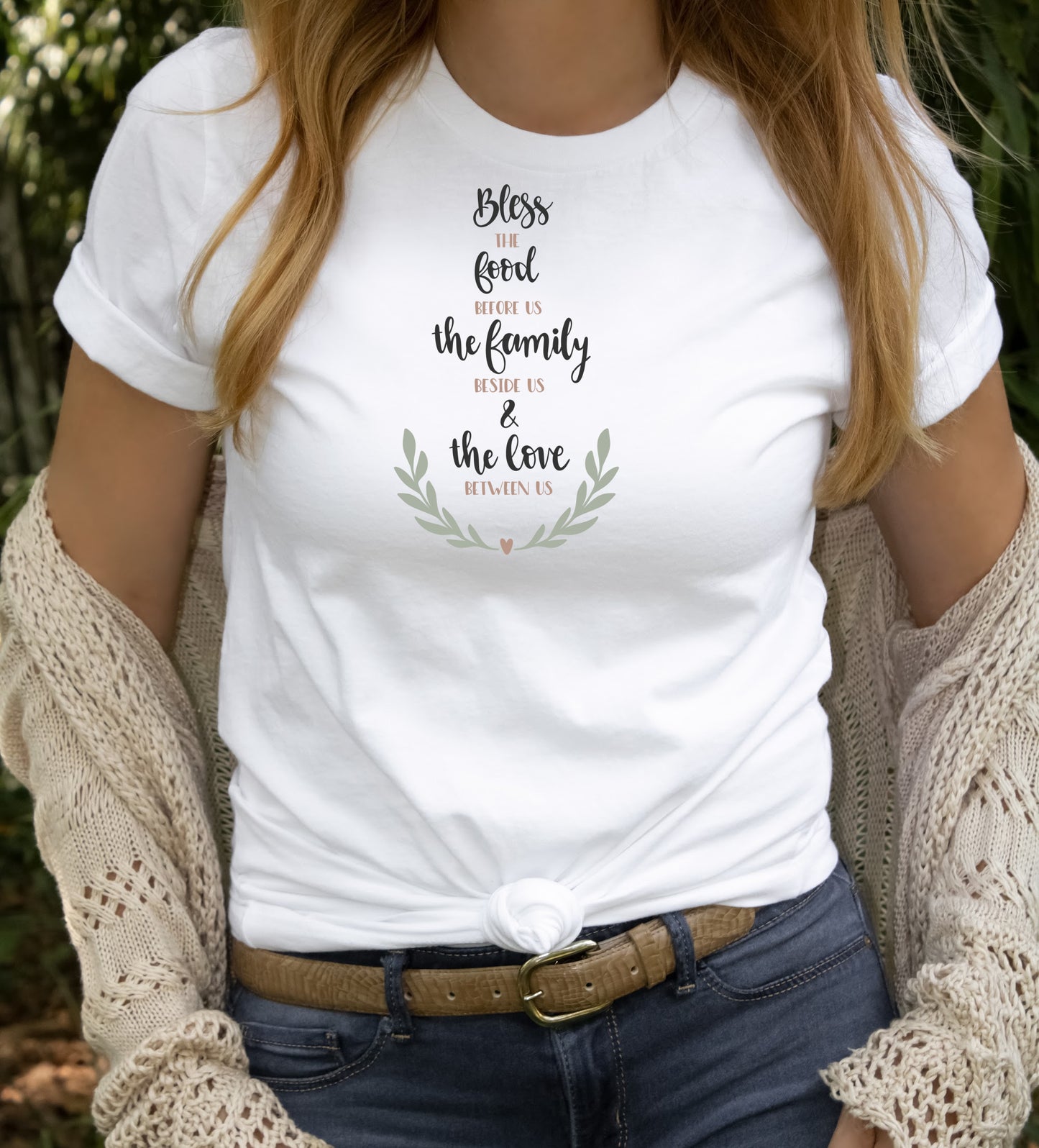 Bless the food before us the family beside us & the love between us short sleeve T-Shirt