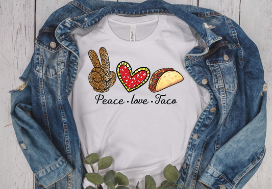 Peace Love Taco for Taco Tuesday unisex short sleeve Tshirt