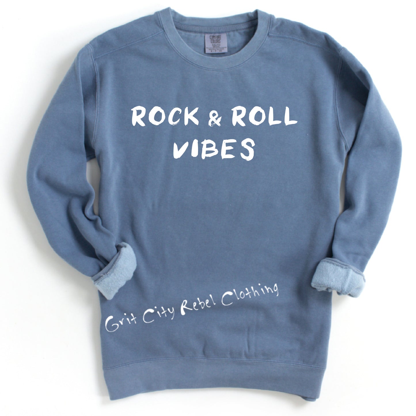 rock and roll vibes Blue unisex long sleeve sweatshirt